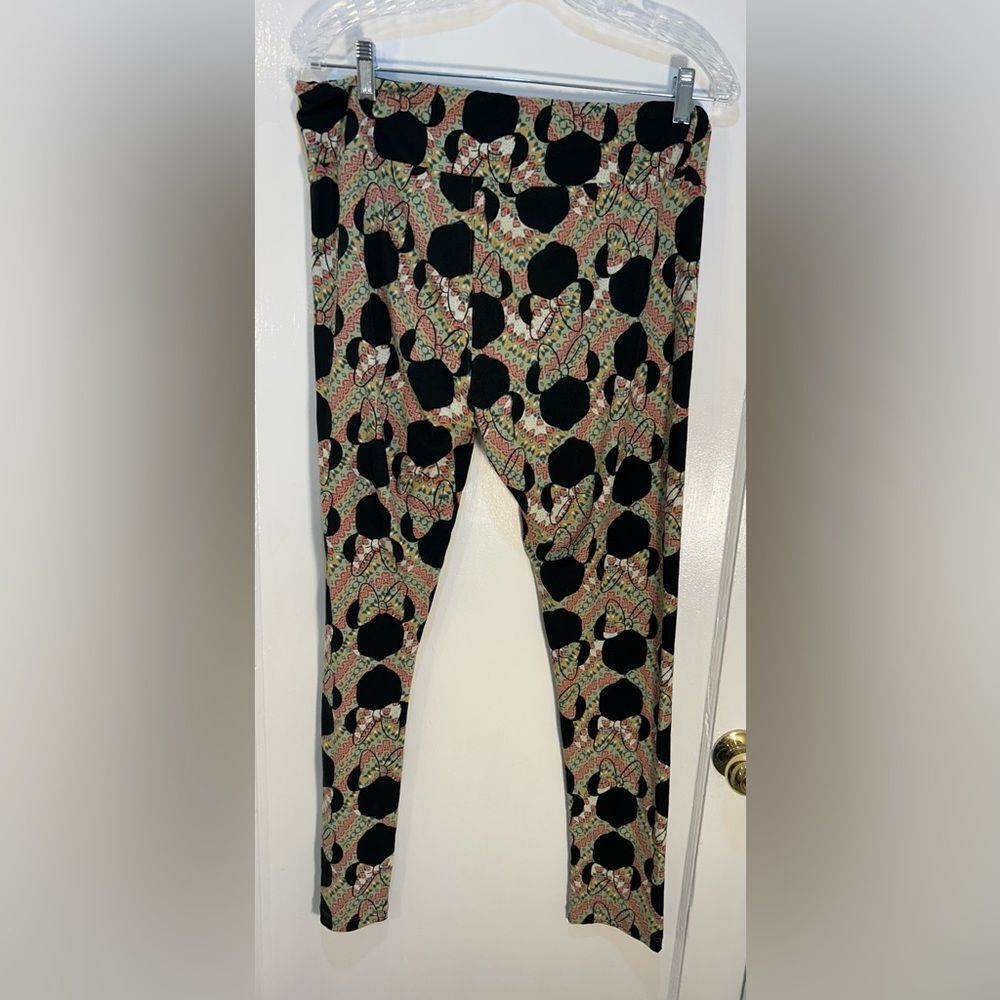 LuLaRoe Women's Leggings With Cut Minnie Mouse Ears Pattern